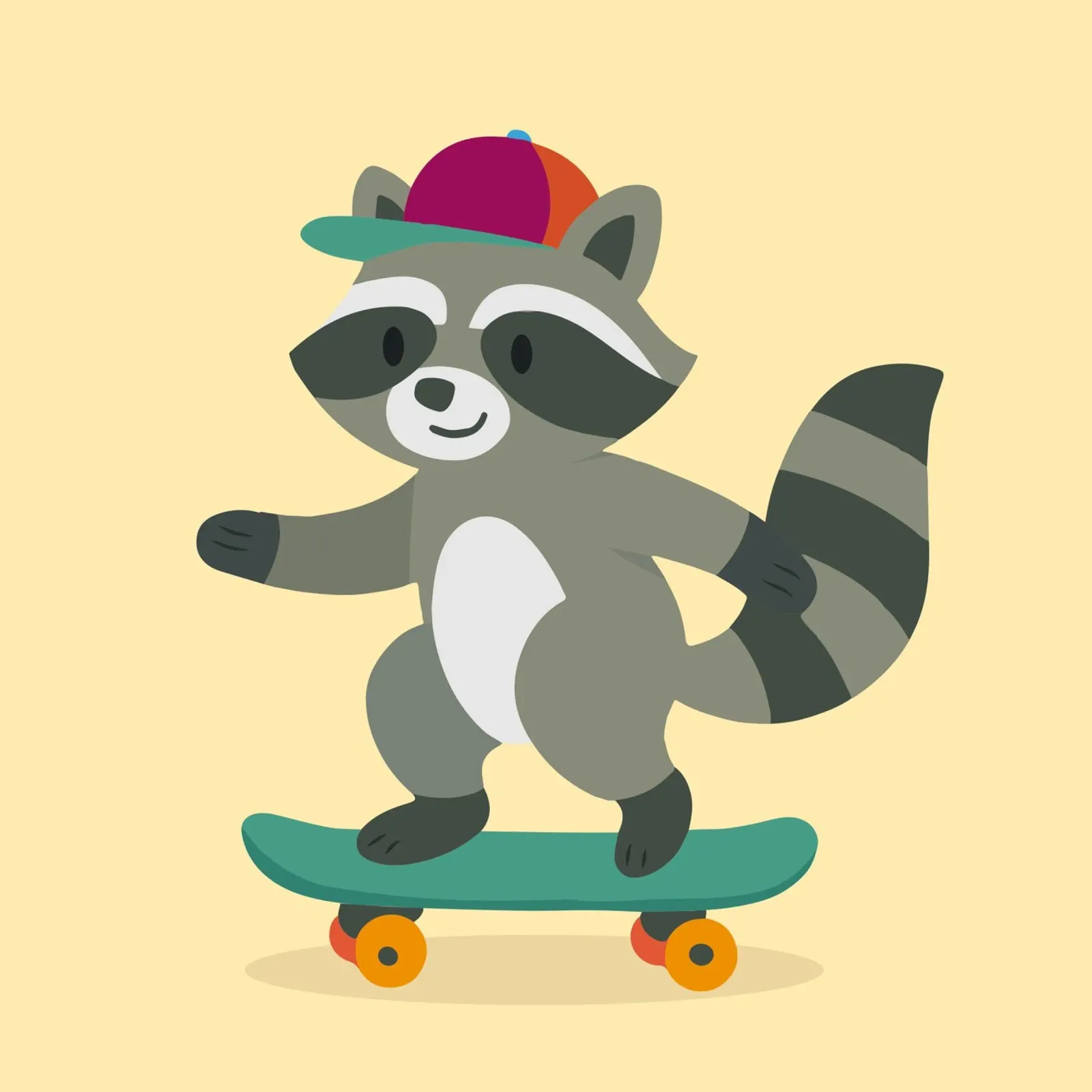Procione da skateboard con berretto da baseball - Design cool per bambini plexiglass da namosh