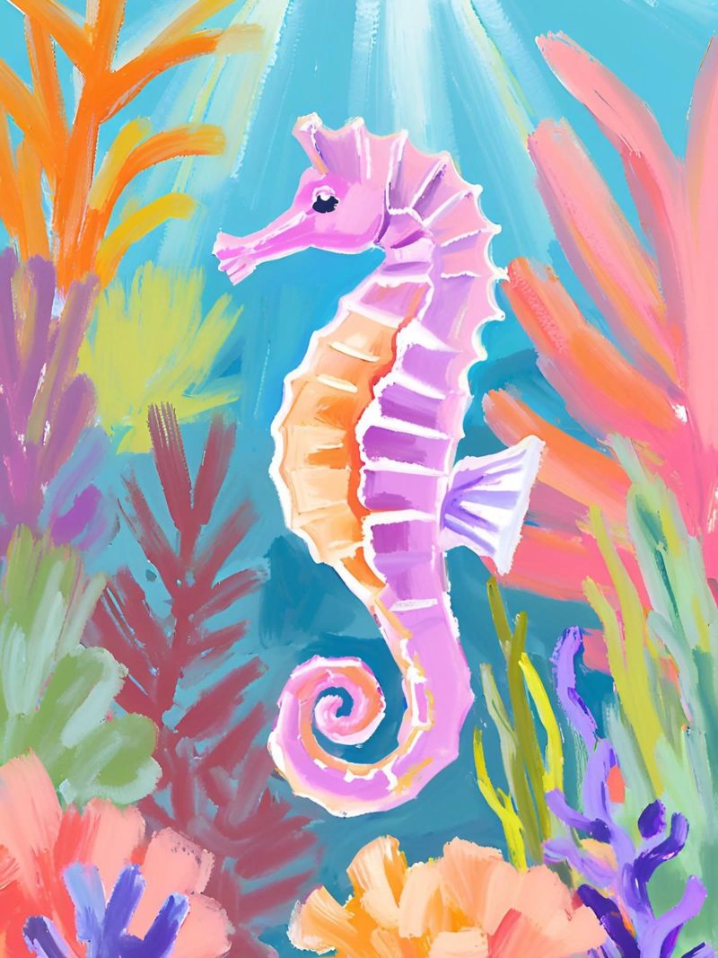 Seahorse Purple | Pastel Paradise poster by Trinkets NL Design Studio