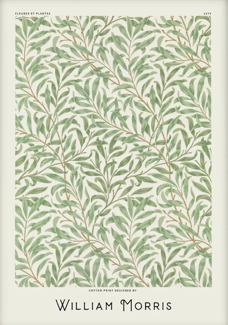 groene bladeren william morris wijnstokken canvas met Baklijst van komo store