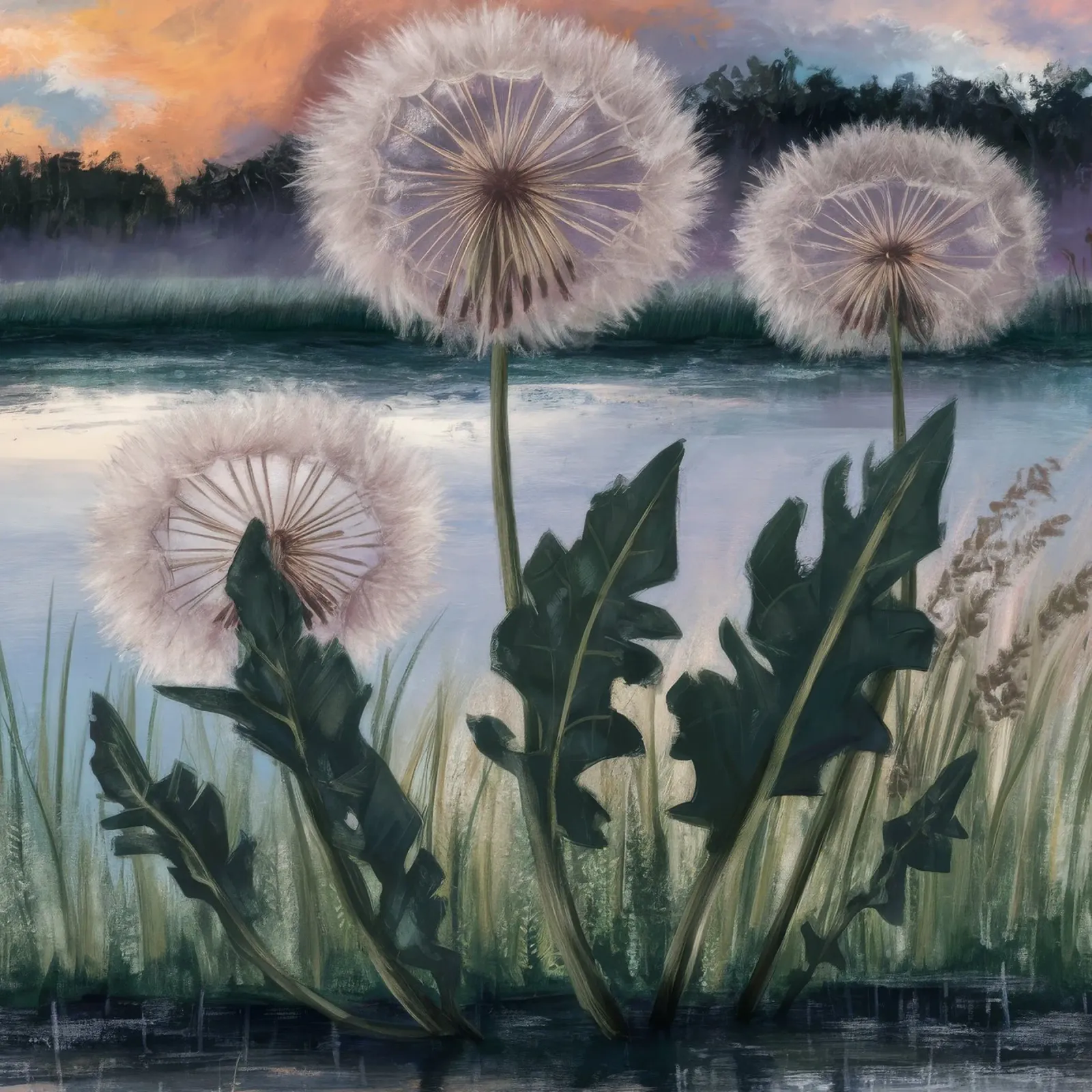 Dandelion Moon Chorus canvas with Floater frame by Verve Pigments