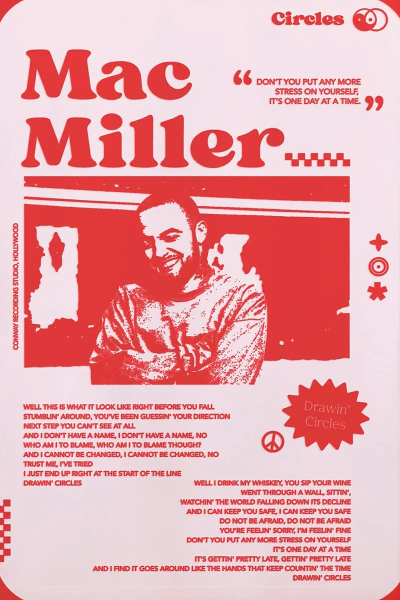 Circles Era - Mac Miller Poster rosso pellicola backlit da rockytamoe