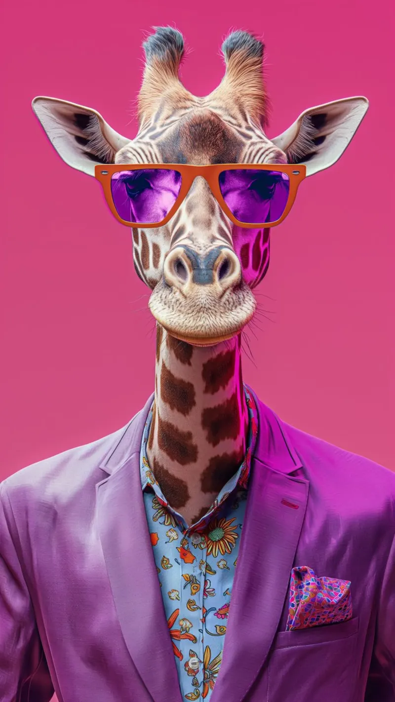 Giraffa in abiti viola pellicola backlit da Imagine