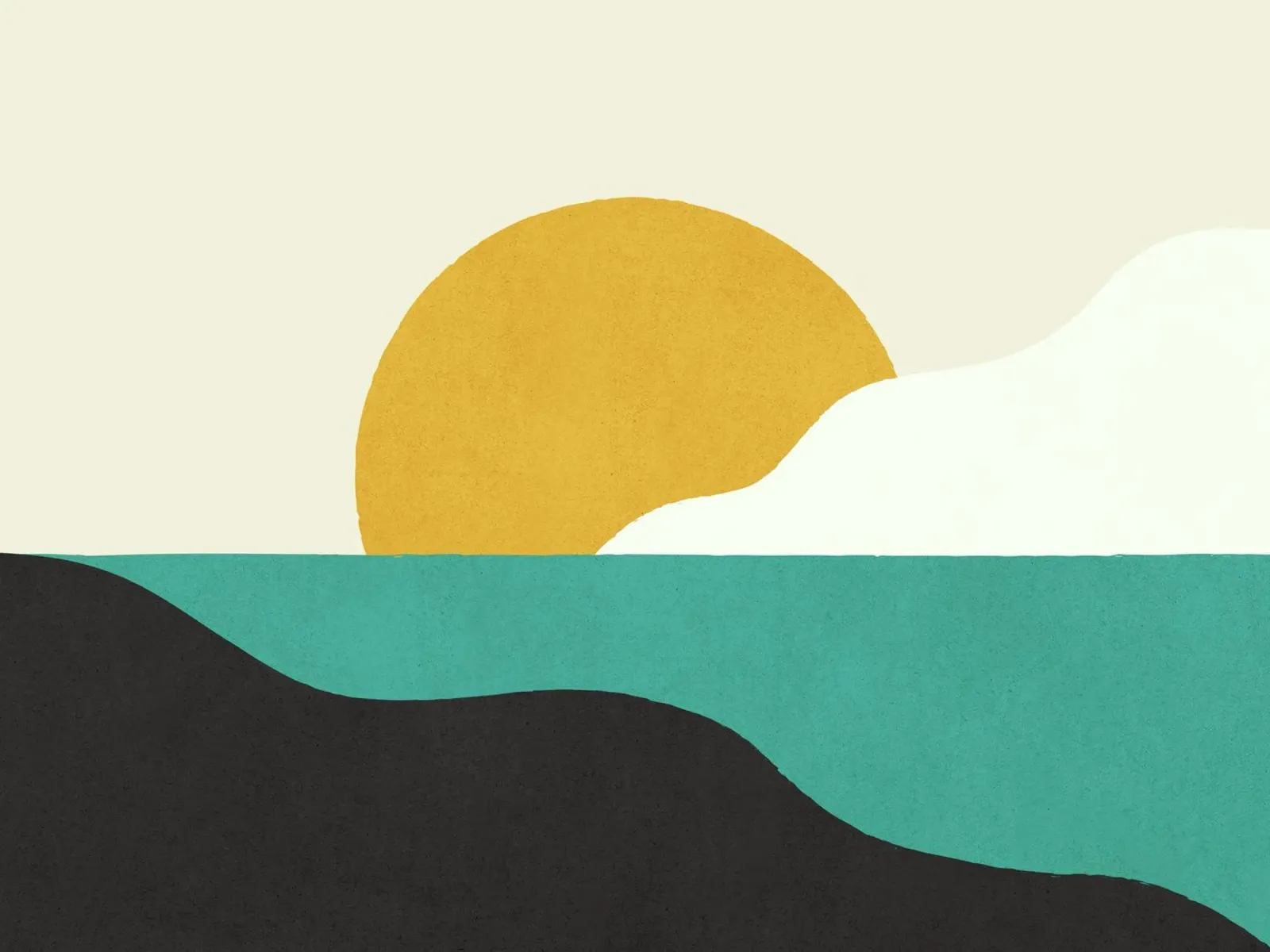 Isola del tramonto - Verde oro tela da MoonlightPrint