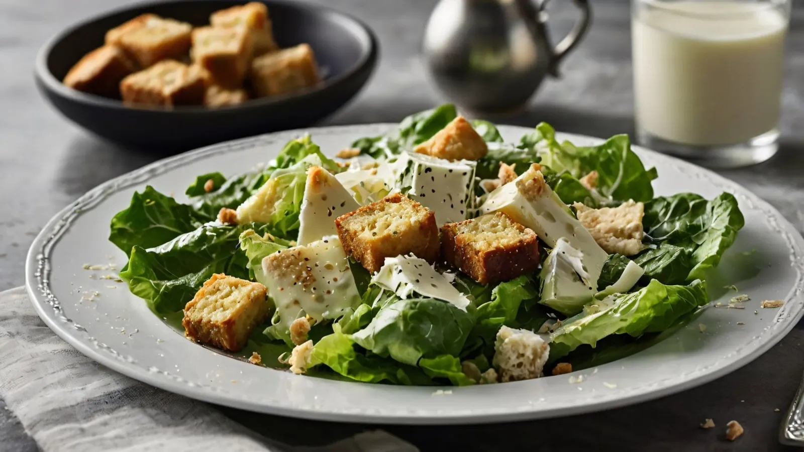 Insalata Caesar fresca con crostini croccanti e condimento cremoso pellicola backlit da DesignDoodle