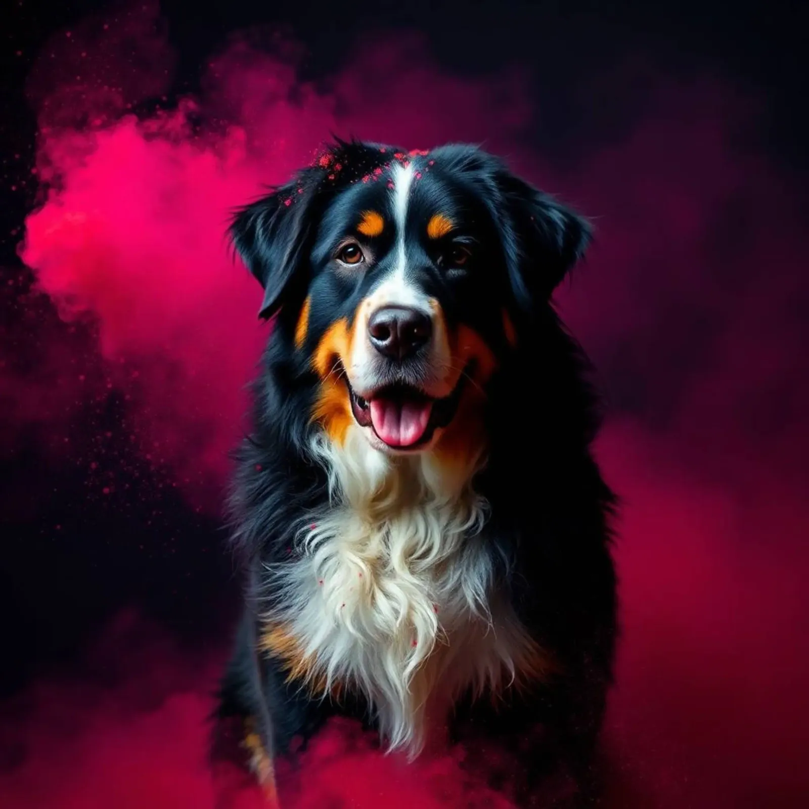 The colorful Bernese Mountain Dog #132 canvas with Floater frame by Yumis.Beargang.and.Me
