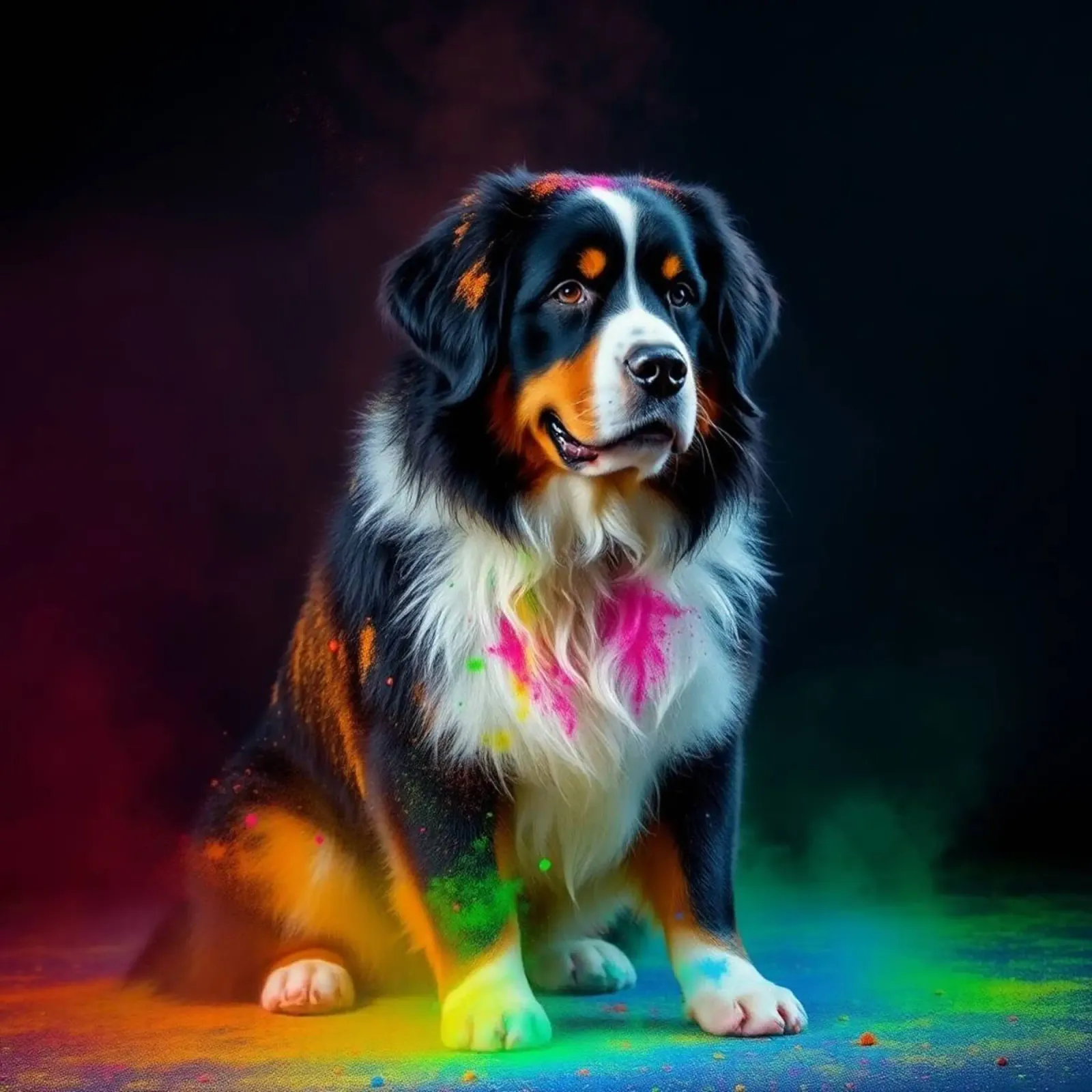 The colorful Bernese Mountain Dog #140 canvas by Yumis.Beargang.and.Me