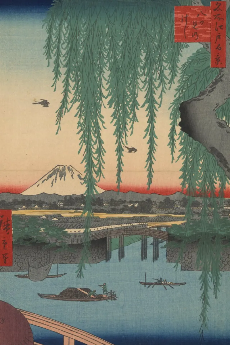 Utagawa Hiroshige - Il Monte Fuji dal ponte Yatsumi poster con telaio in alluminio da Wirla