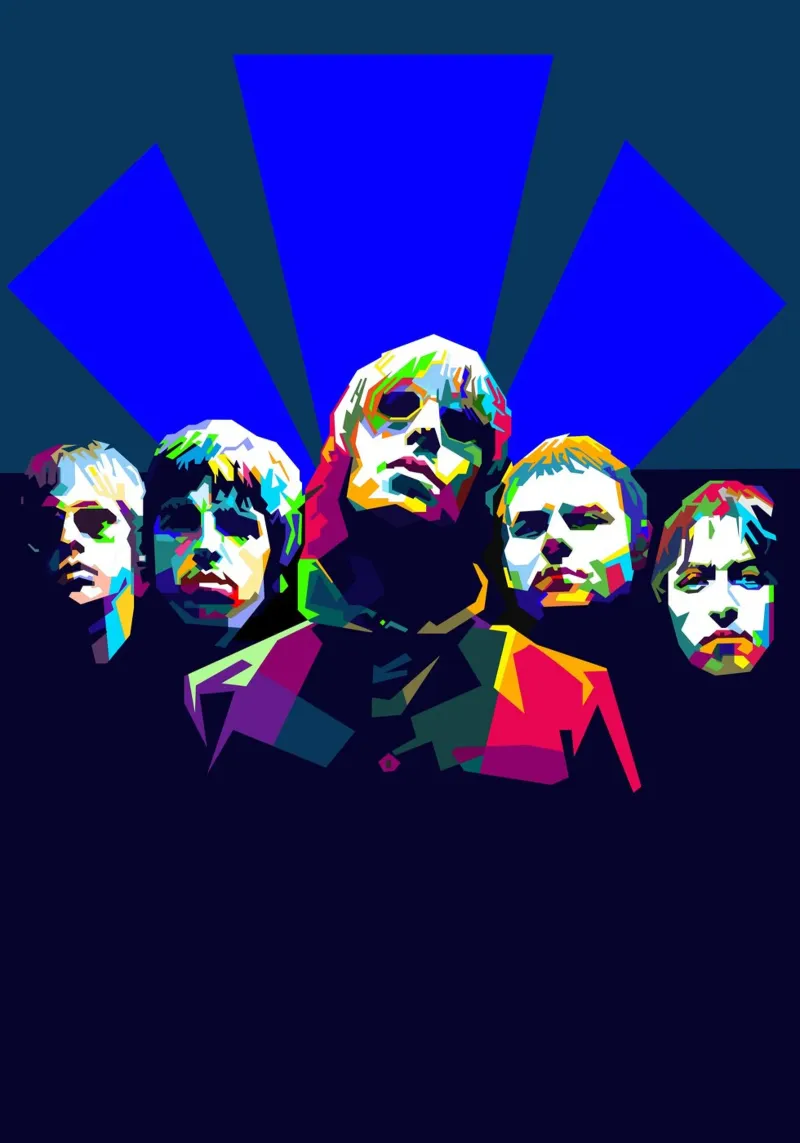 Oasis Musica grunge WPAP Trending Now poster con telaio in legno da Artkreator