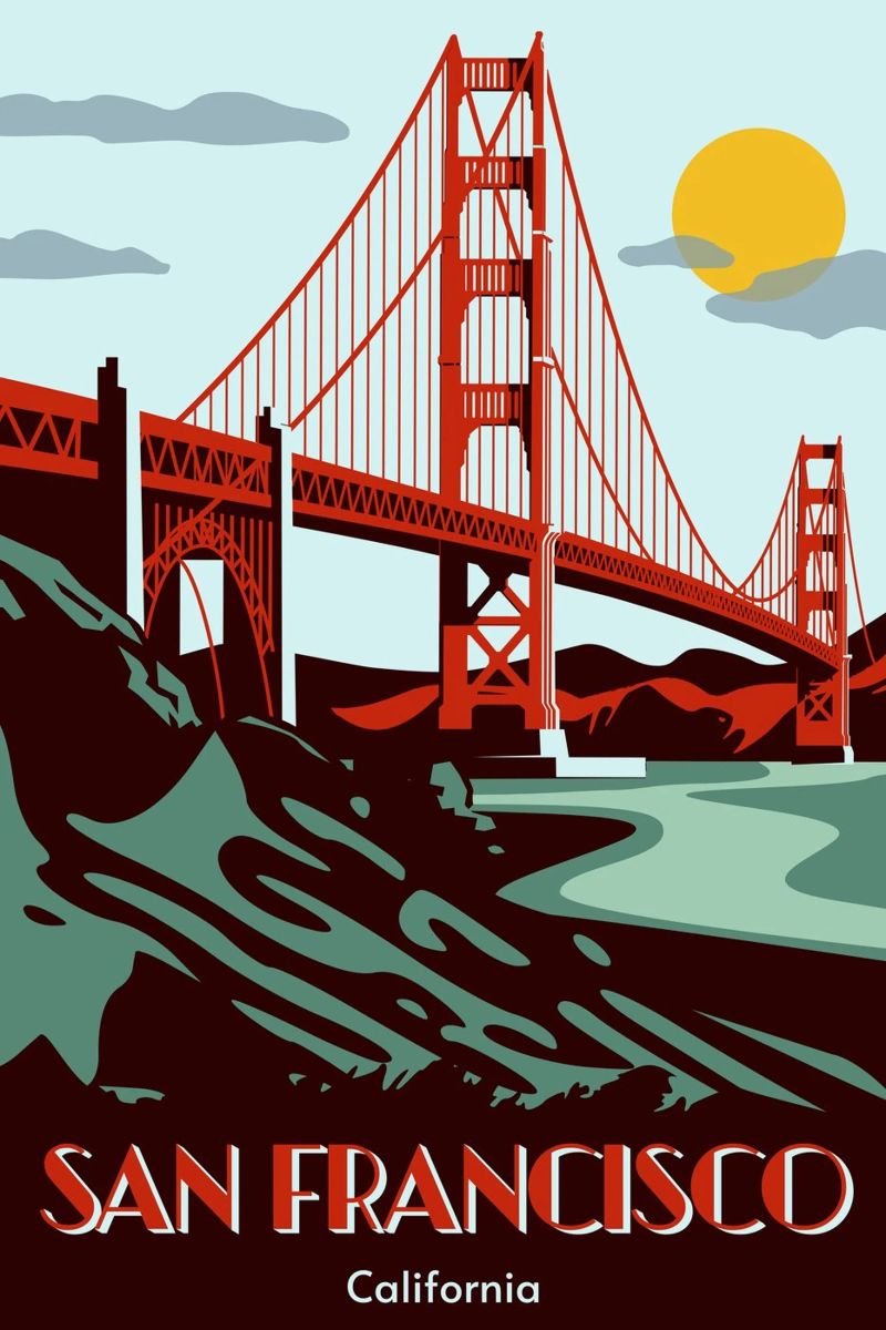 San Francisco Golden Gate | Vintage California Poster Art poster de Une Affaire de Filles