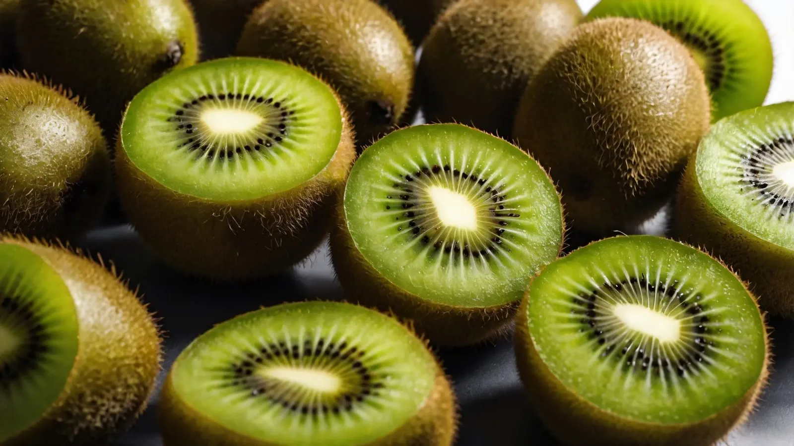 Des kiwis fraîchement coupés présentés dans des teintes vertes éclatantes hahnemühle de DesignDoodle