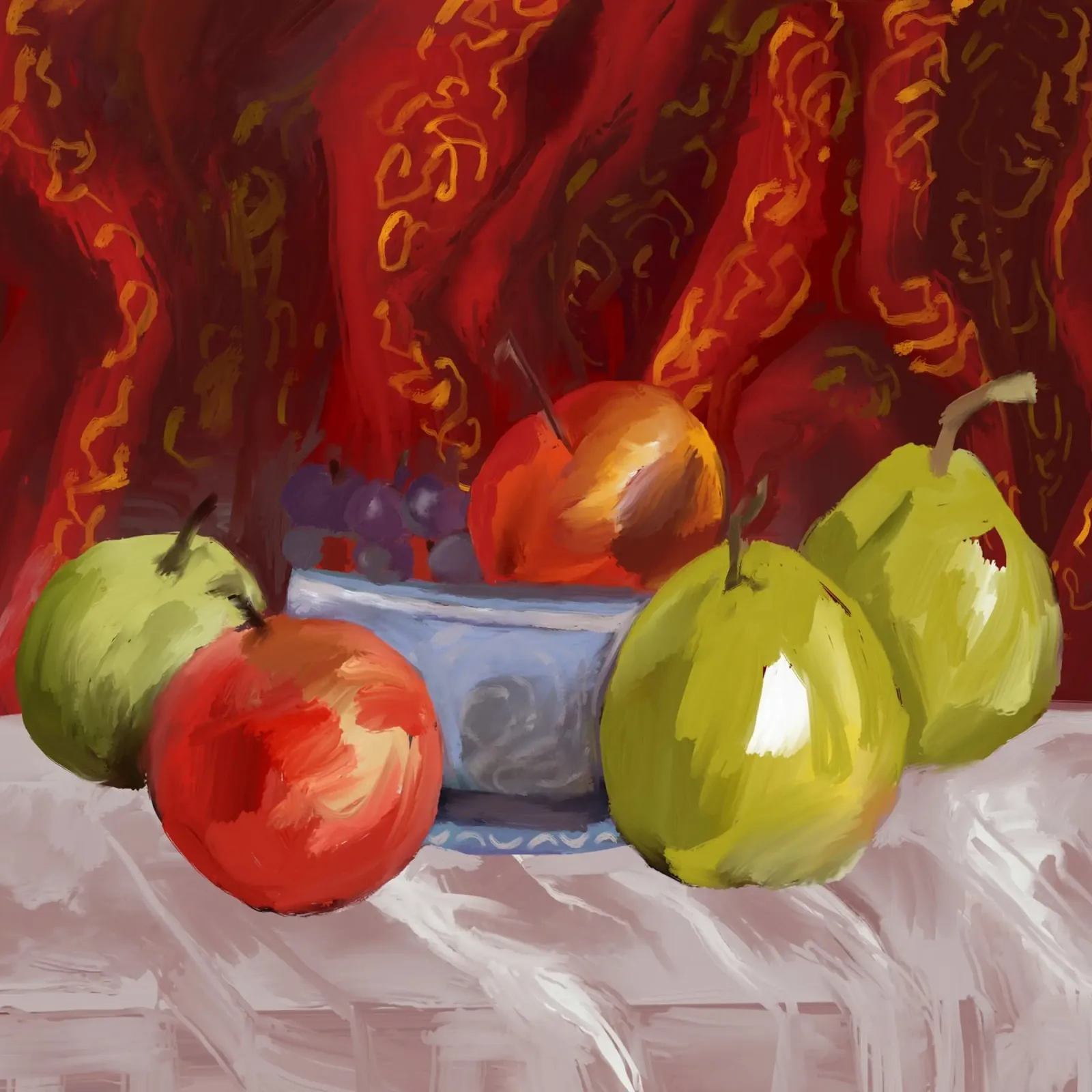 Vibrant Fruit Basket Pattern in Rich Oil Paint Texture poster con telaio in alluminio da mysteriouscoco