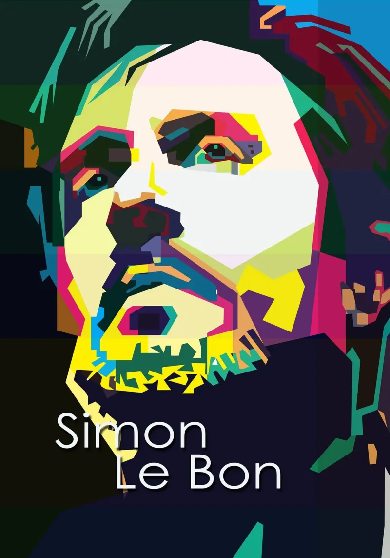 Simon Le Bon Brisith Cantante WPAP Trending Now poster con telaio in alluminio da Artkreator