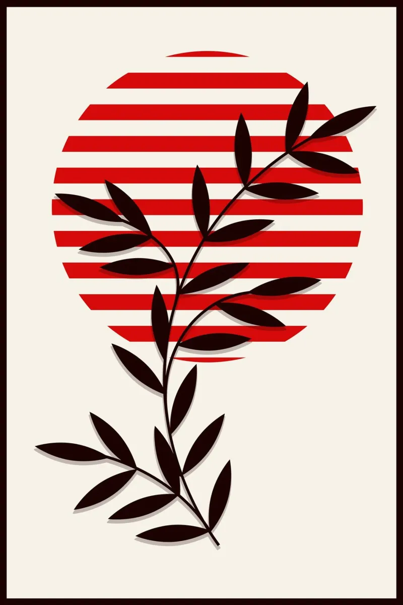 Japandi Sun & Branch | Abstract Botanical Poster Art carta hahnemühle da Une Affaire de Filles