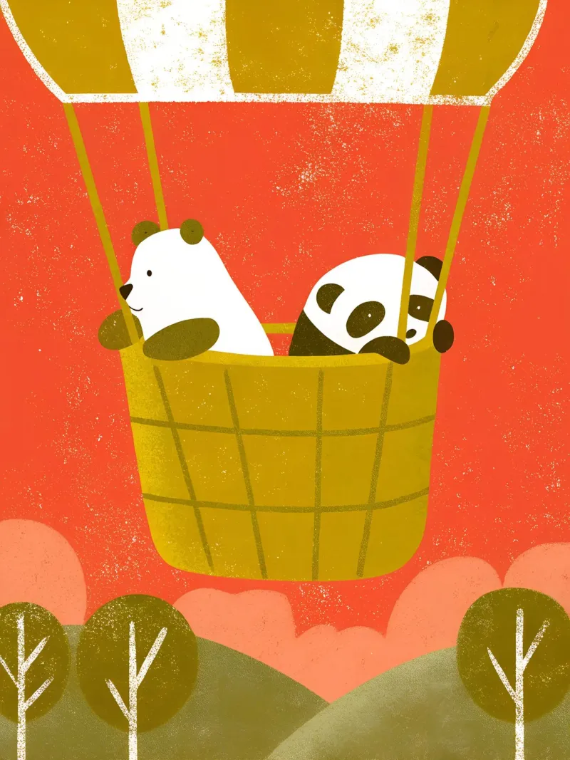Mongolfiera con orso e panda alluminio dibond da THE LATEST SHOP