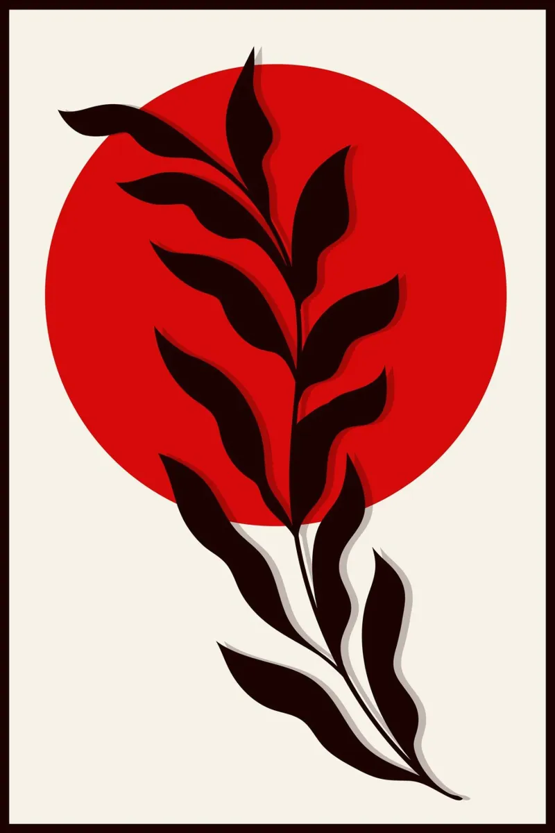 Japandi Sun & Branch | Abstract Botanical Poster Art carta hahnemühle da Une Affaire de Filles