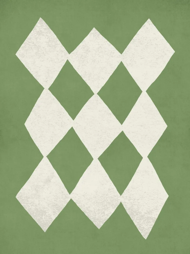 Motif abstrait en forme de diamant - Vert poster avec cadre en plastique de MoonlightPrint