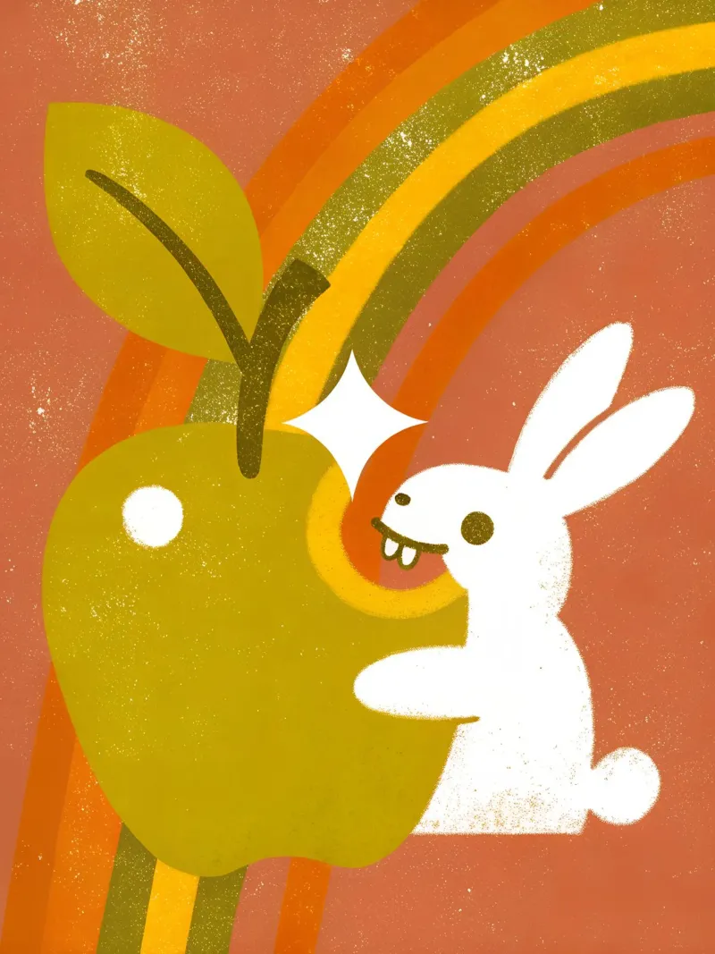 Lapin mangeant une pomme hahnemühle de THE LATEST SHOP
