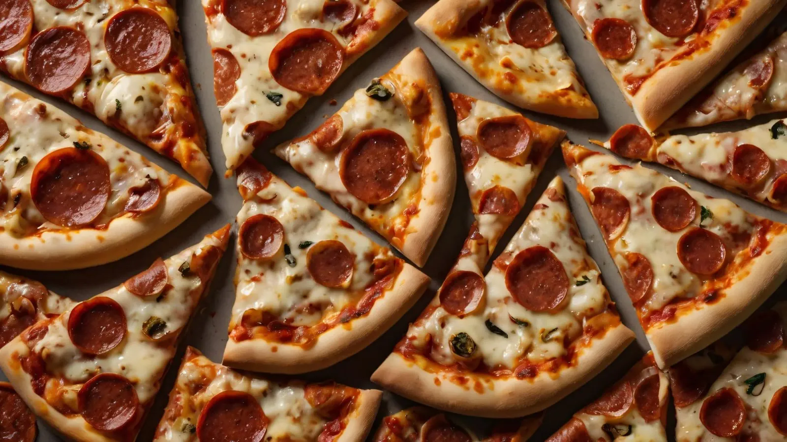 Un delizioso spalmare di fette di pizza al salame piccante pellicola backlit da DesignDoodle