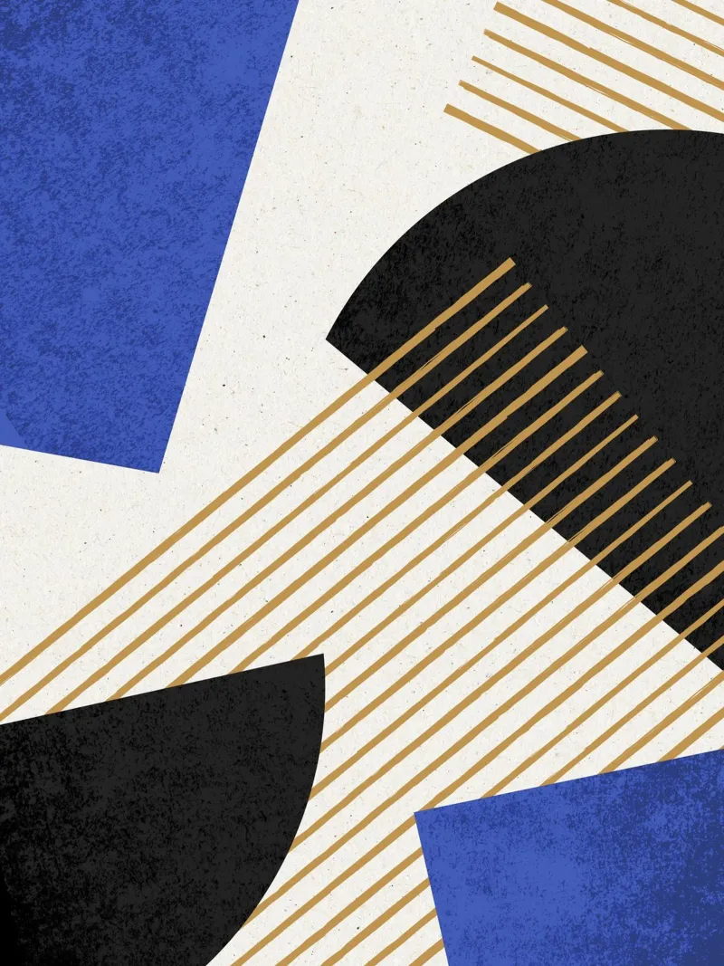 Stripes Circle Geometric Abstract Pattern 2 - Blue Black hahnemühle by MoonlightPrint