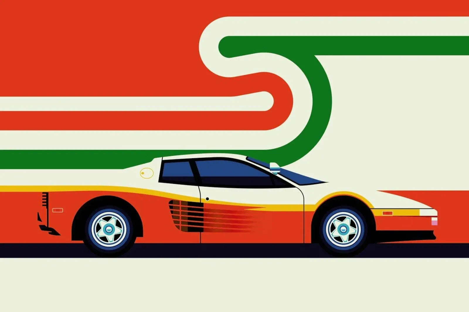 Ferrari Side poster con telaio in legno da Bo Lundberg