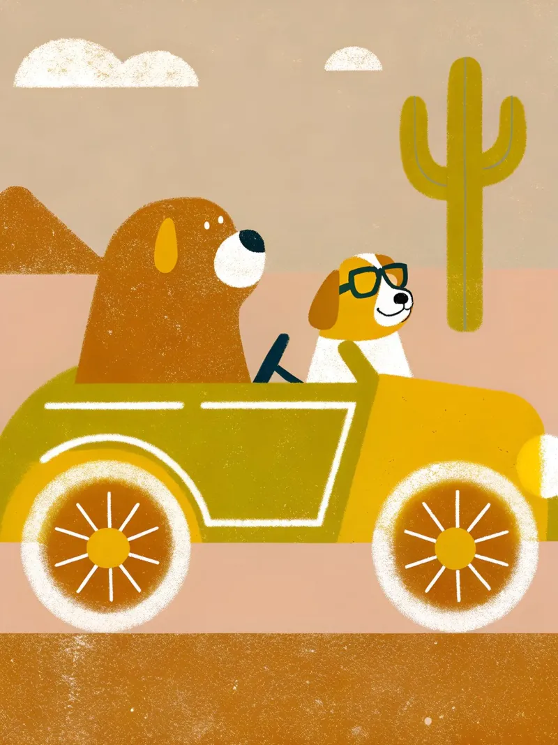 Auto con orso e cane alluminio dibond da THE LATEST SHOP