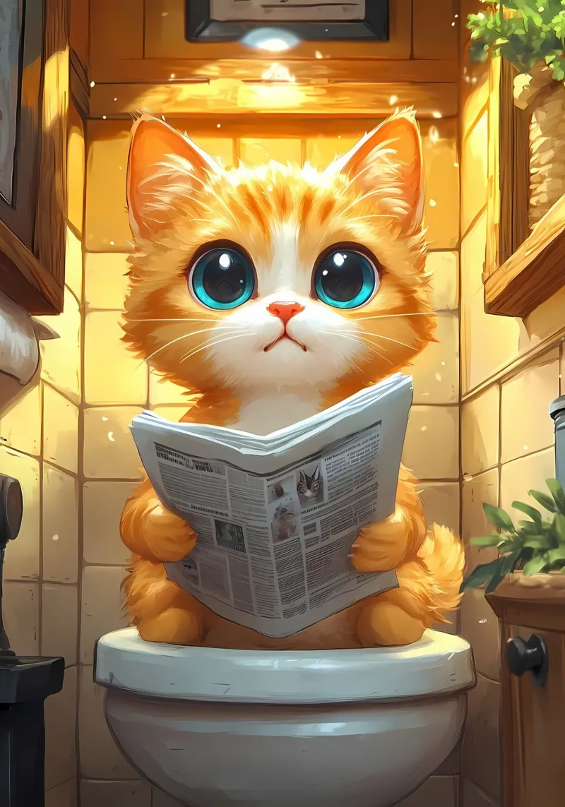 gatto bagno giornale piastrelle pelliccia arancione alluminio dibond da Ashish Kashyap