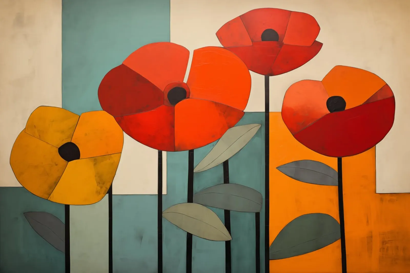 Abstract poppies canvas by Imagine