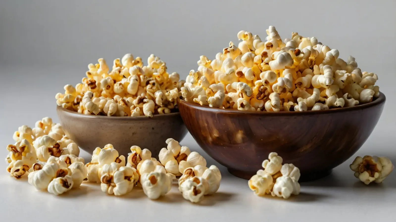 Popcorn appena sfornati serviti in ciotole di legno pellicola backlit da DesignDoodle
