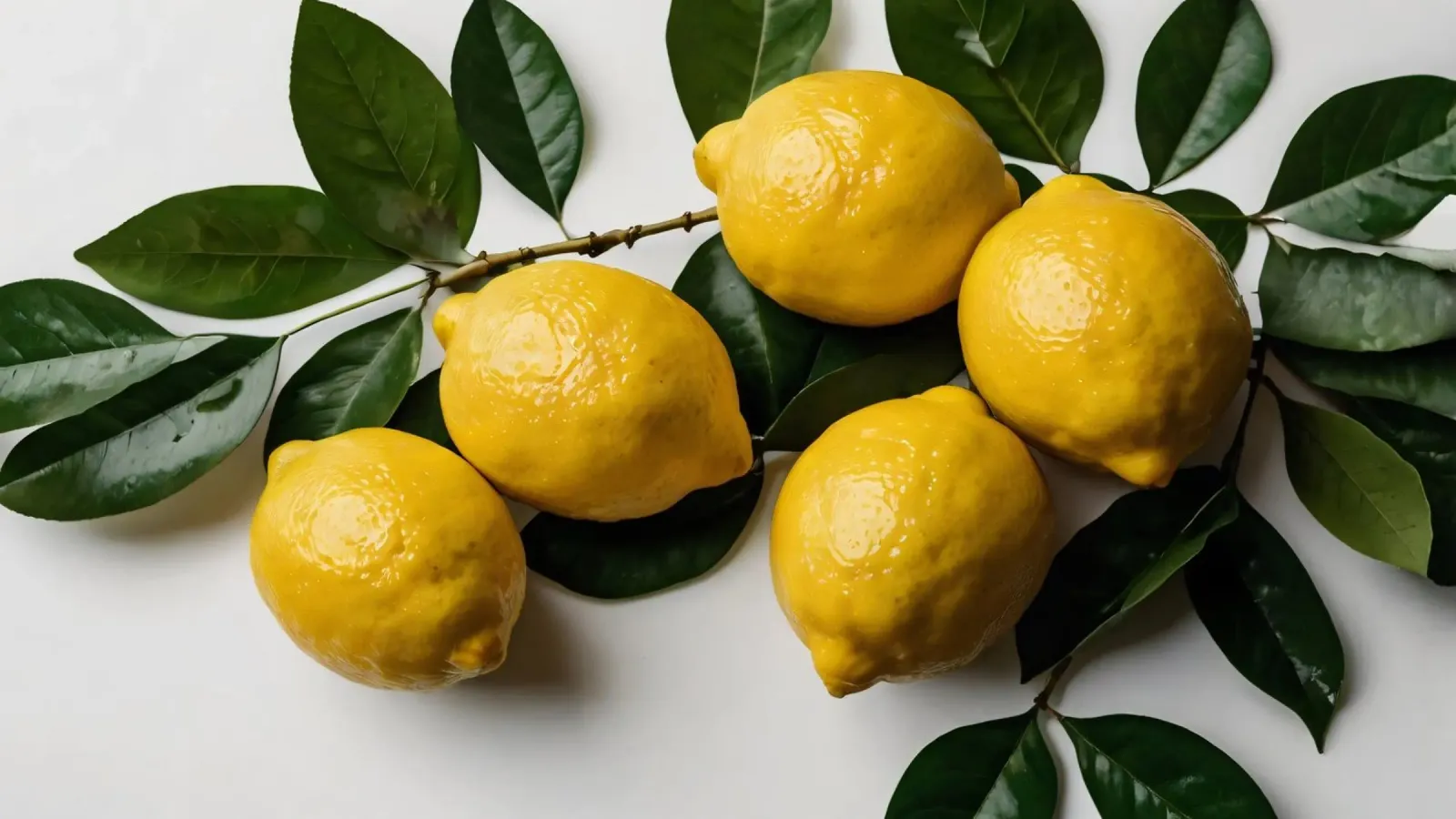 Limoni appena raccolti disposti con foglie verdi pellicola backlit da DesignDoodle