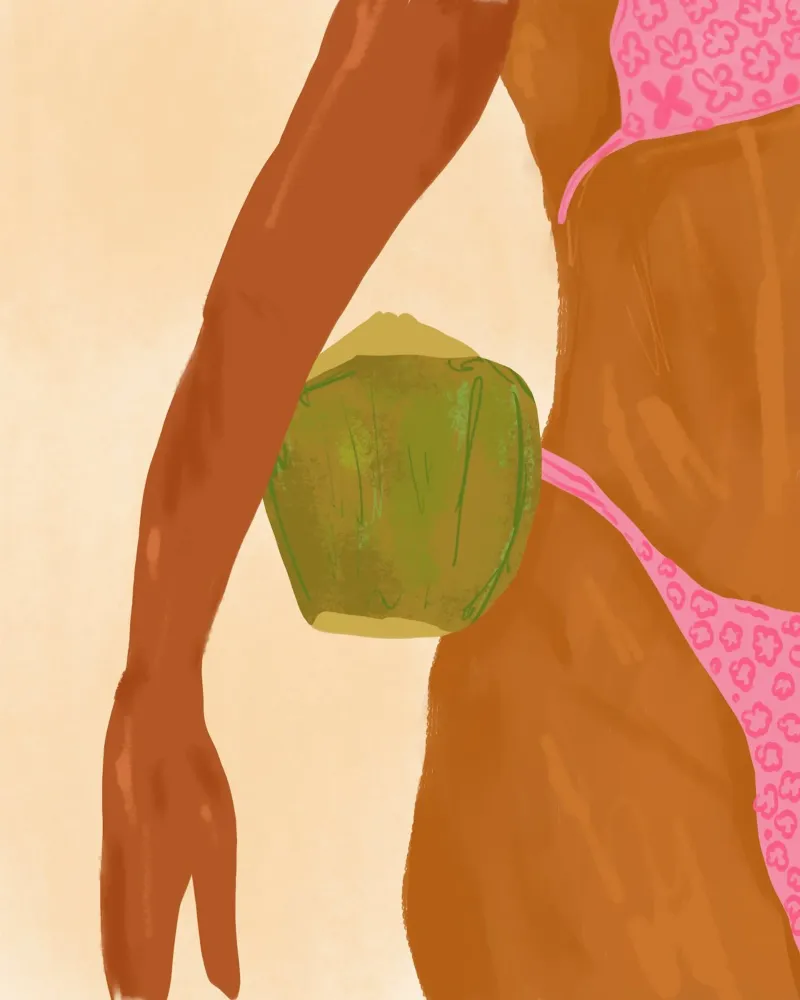Solo io e la mia noce di cocco in una giornata di sole poster con telaio in legno da Kintsugi99