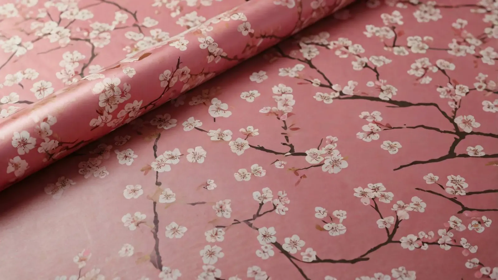 Delicate floral wrapping paper featuring pink background canvas with Floater frame by DesignDoodle
