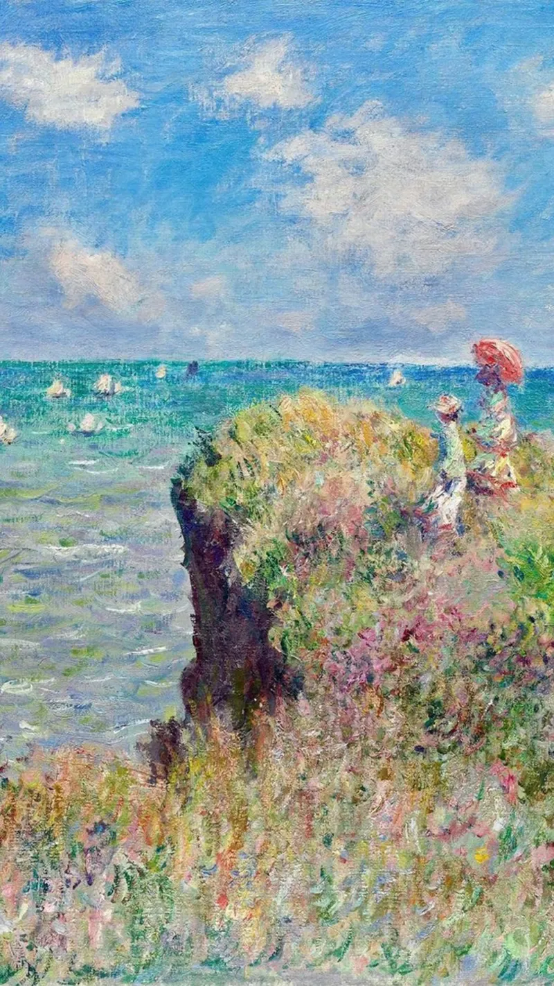 dipinto della scogliera dell'oceano claude monet pellicola backlit da belong shop