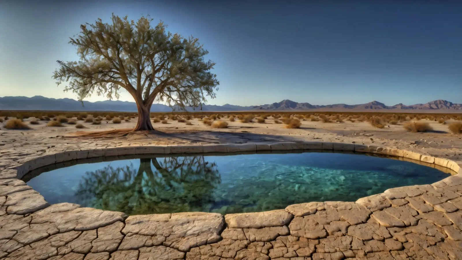 Un oasis tranquilo con árboles que dan a un agua cristalina metacrilato de DesignDoodle