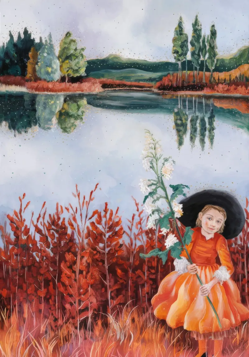 Memoria della ragazza d'autunno poster con telaio in plastica da Verve Pigments