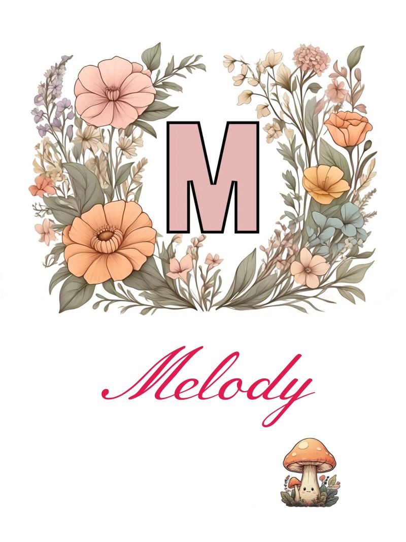 Initiale florale personnalisée Lettre M Nom de la fille fleurs sauvages poster de Cold Wild