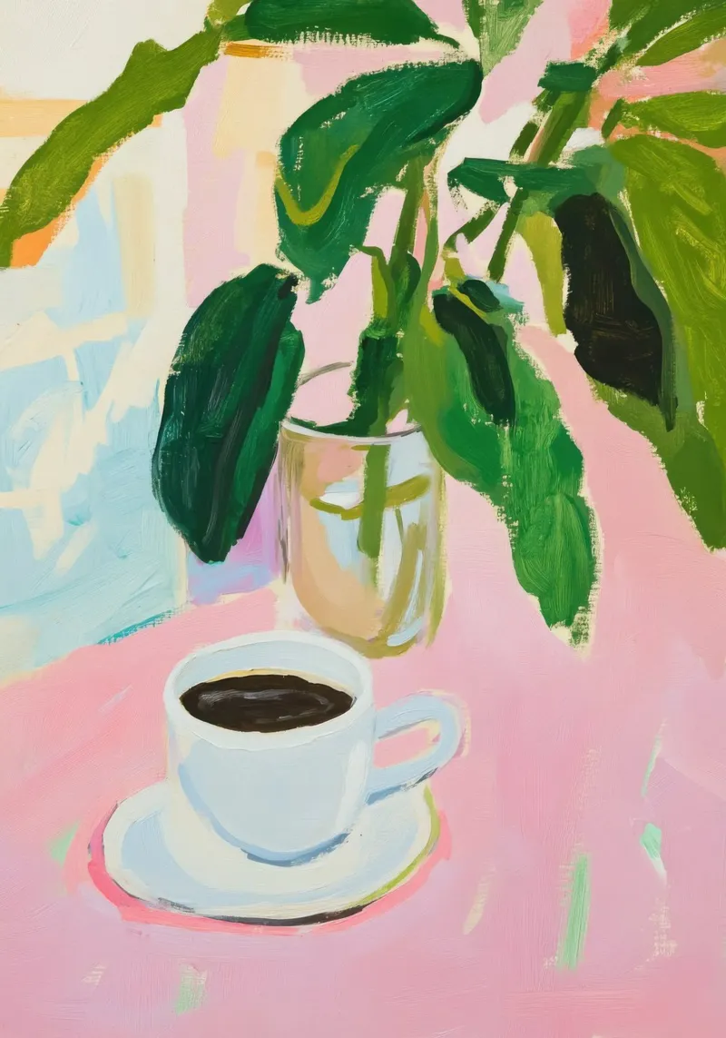 Caffè a pennello poster con telaio in legno da Euphoria Theresa
