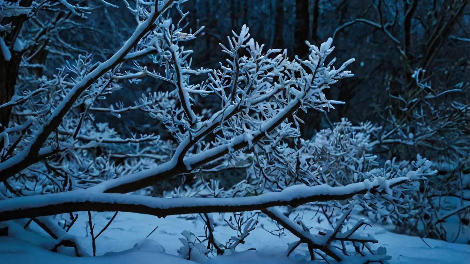 I rami innevati creano un tranquillo paesaggio invernale pellicola backlit da DesignDoodle