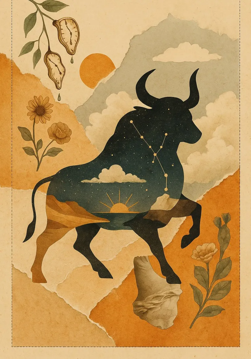 The Cosmic Bull: A Dreamlike Taurus Tapestry pellicola backlit da Mosaic Dialogue