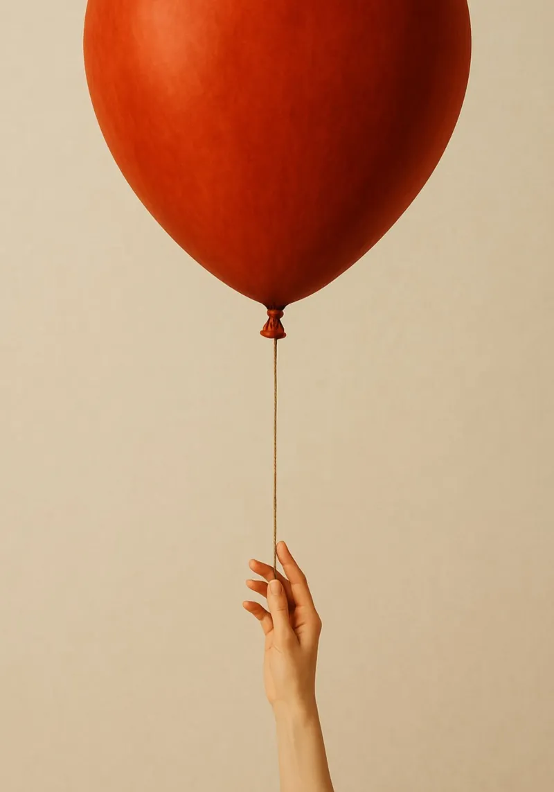 Held by a String: A Terracotta Heart Balloon poster da Mosaic Dialogue
