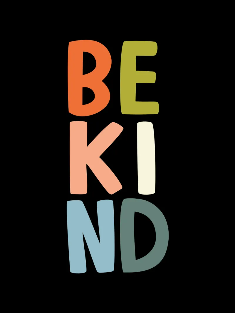 Design tipografico Be Kind alluminio dibond da THE MOTIVATED TYPE