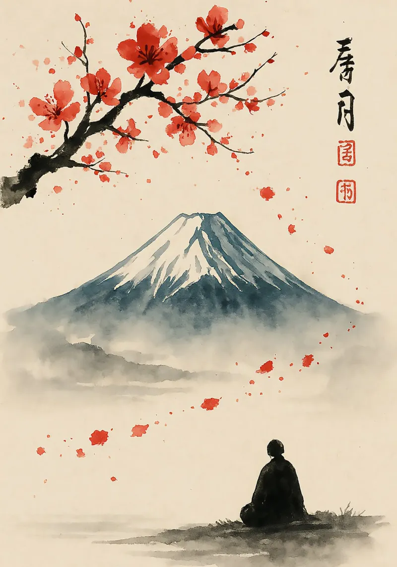 Serene View of Mount Fuji poster da Mosaic Dialogue