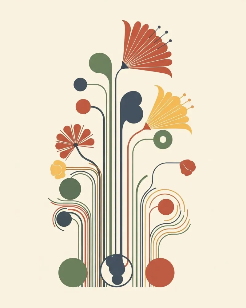 Floral bauhaus #009: Art Deco Botanical Bloom poster da Zen Design
