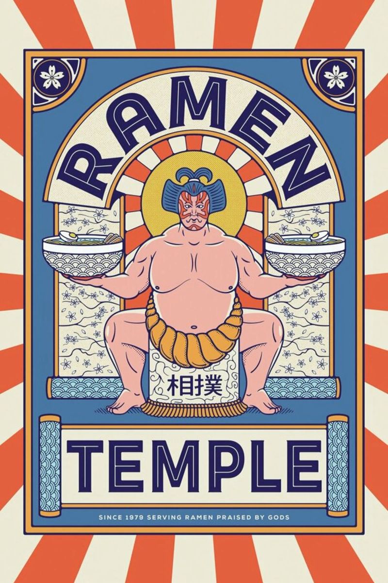 Ramen Temple Balance poster con marco de madera de daylight design studio