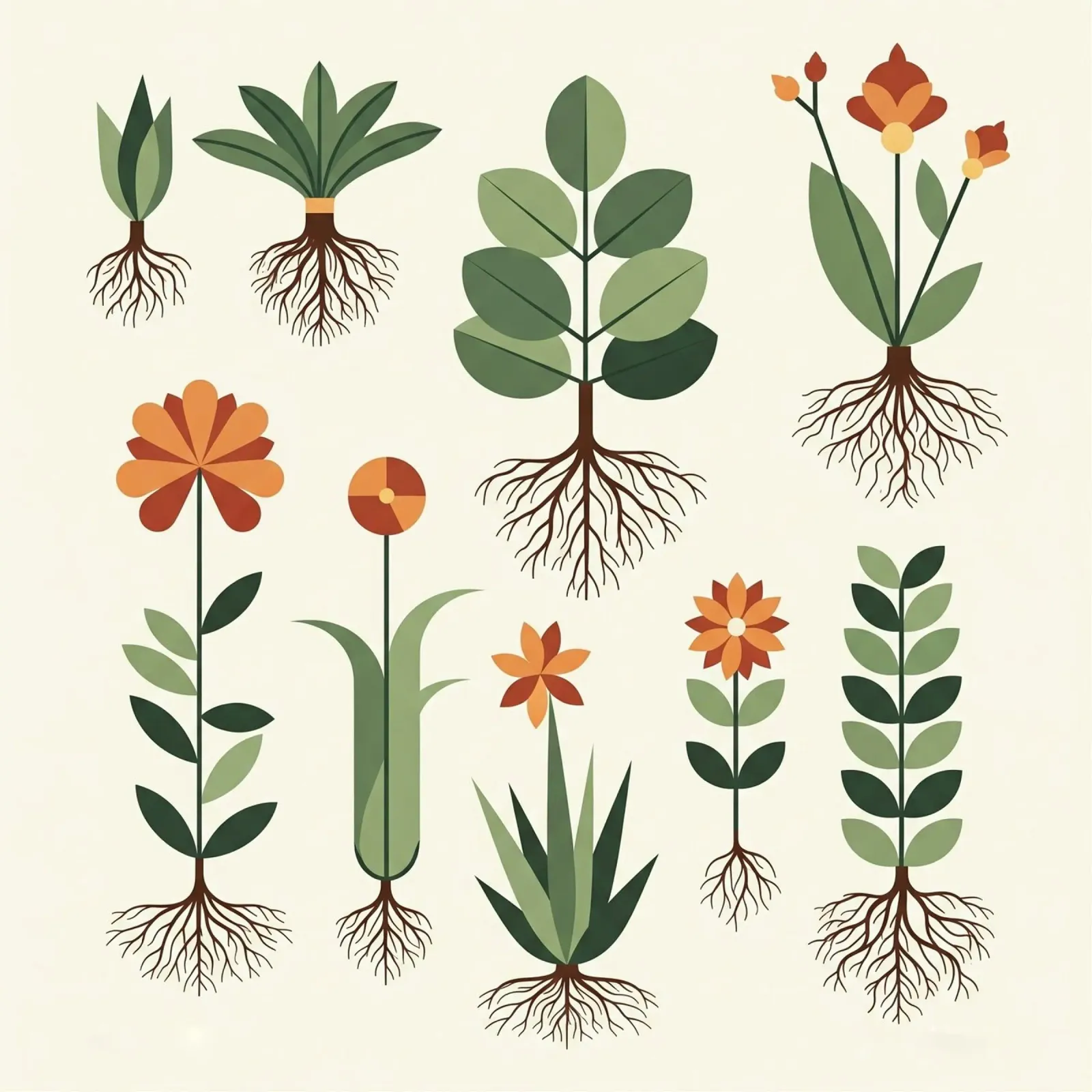 Floral bauhaus #014: Rooted Botanical Study poster con telaio in legno da Zen Design
