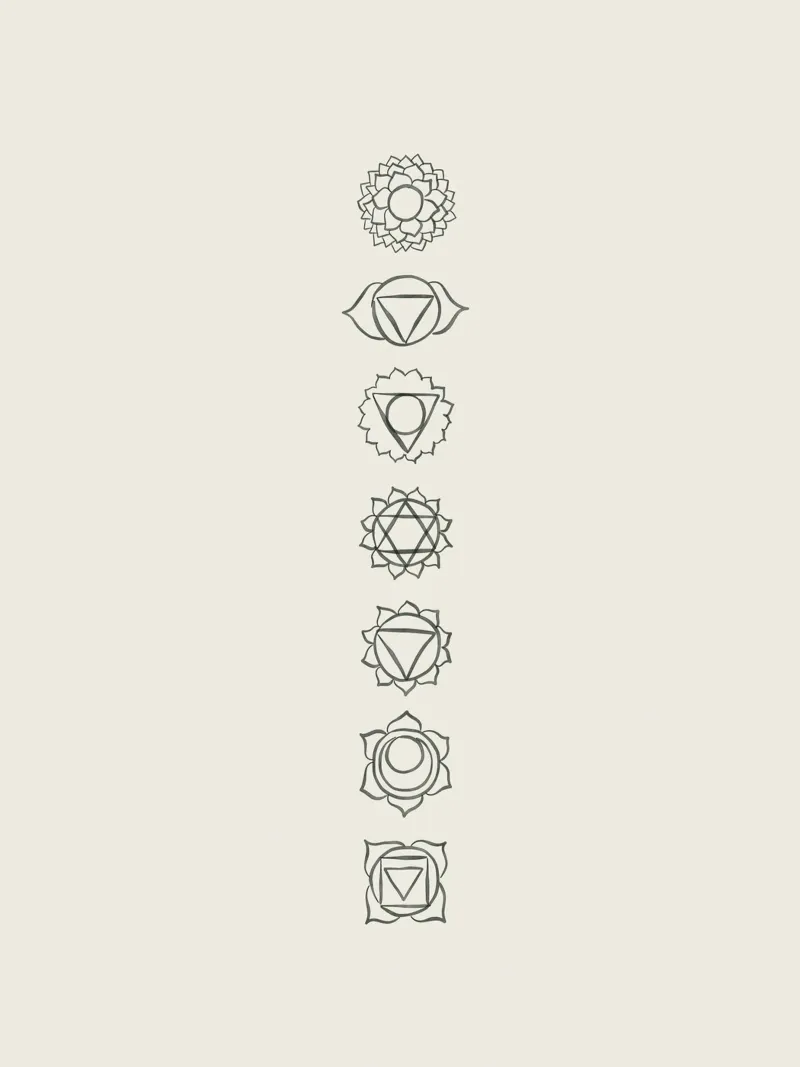 Line art minimalista in bianco e nero boho simbolismo dei chakra pellicola backlit da This Wild Soul - Illustration