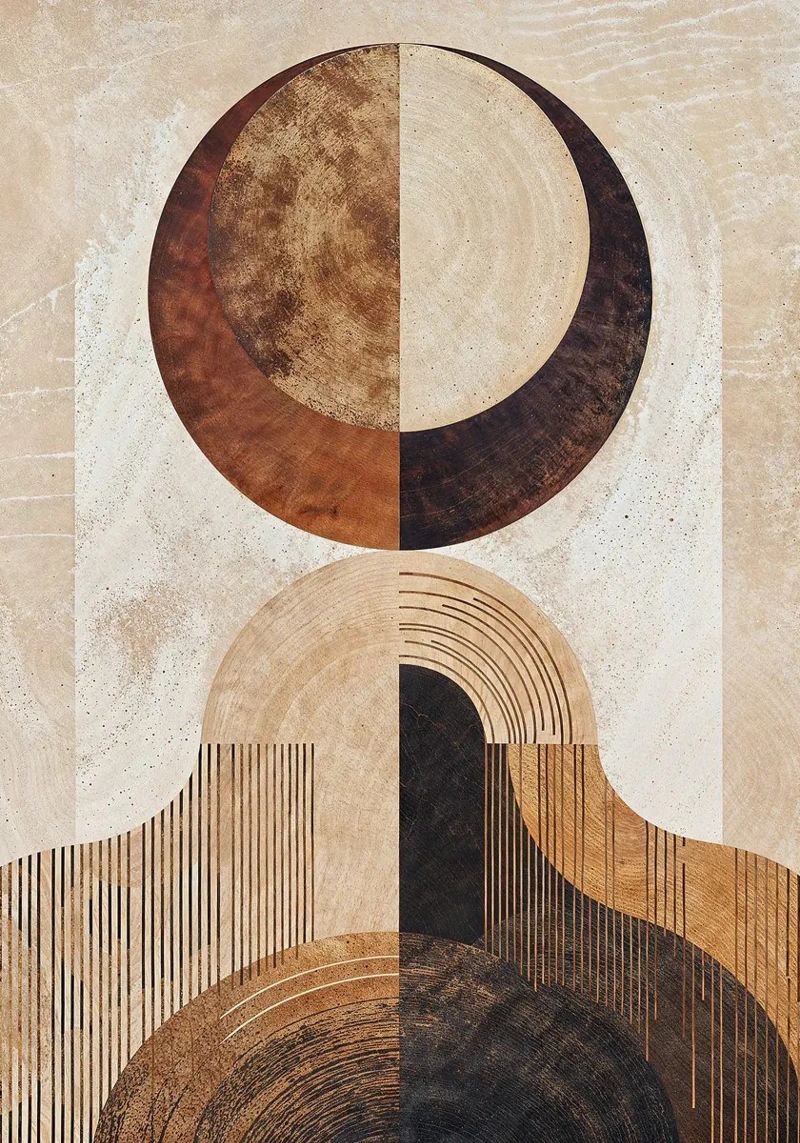 circle arc lines patterns abstract shapes texture beige brow poster by minerva santiago