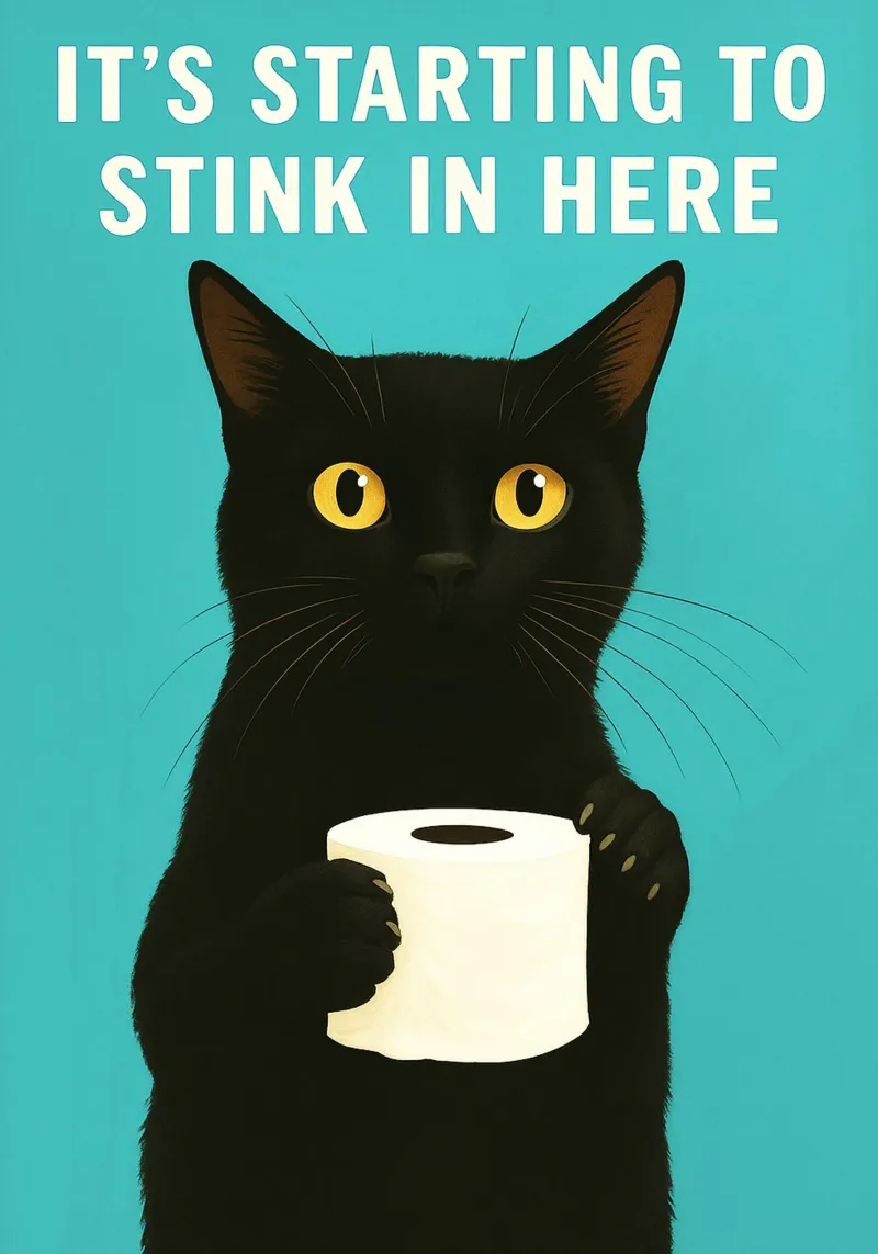 funny cat toliet humor its starting to stink in here canvas by PitaraS