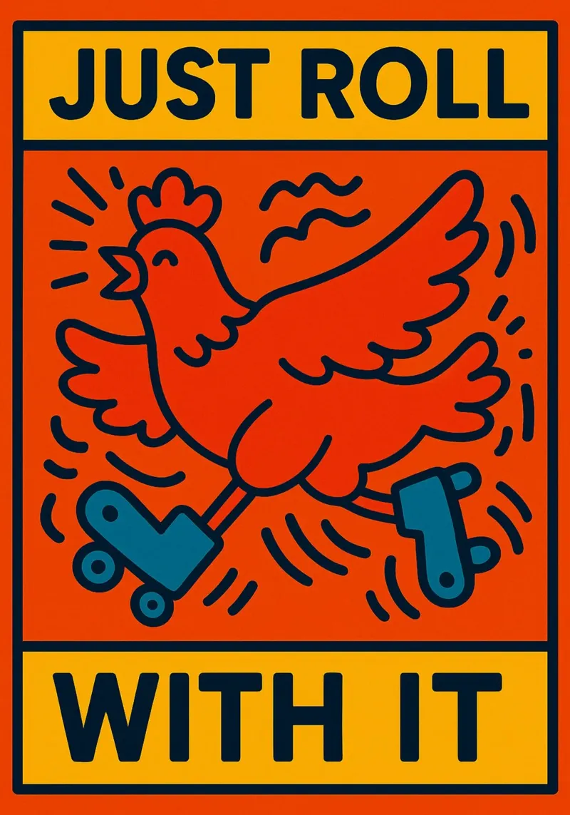 just roll with it chicken canvas by PitaraS