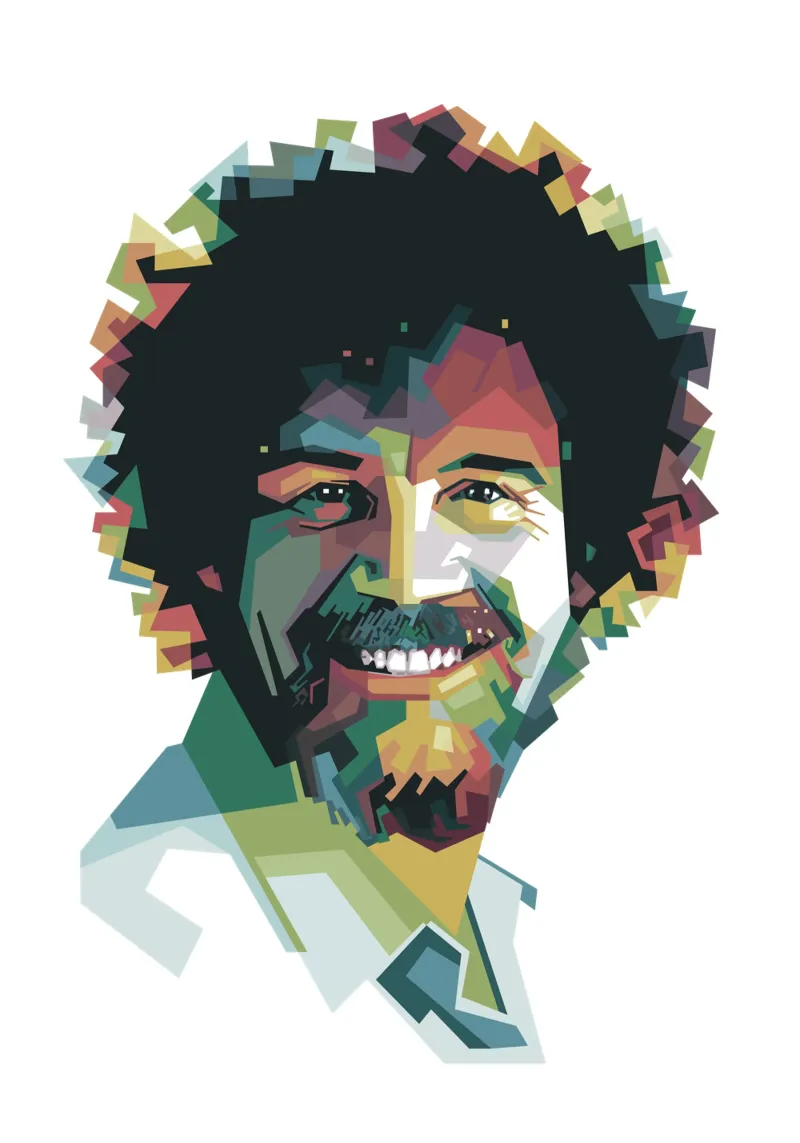 Bob Ross Pop Art WPAP pellicola backlit da Alkahfsmart