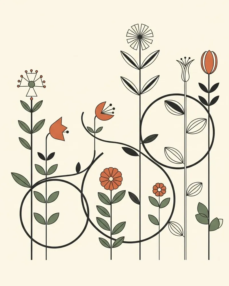 Floral bauhaus #017: Abstract Botanical Serenade pellicola backlit da Zen Design